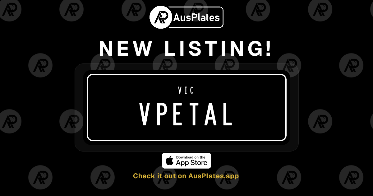 VPETAL — VIC Personalised Number Plate For Sale | AusPlates | AusPlates